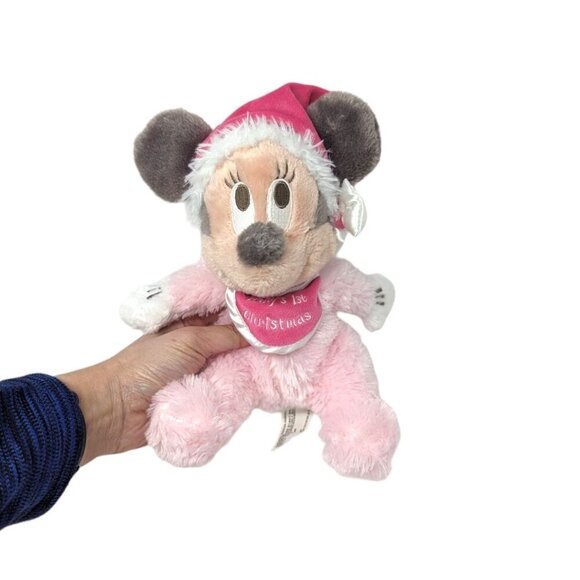 Disney Pink Minnie Mouse Plush Babys 1st Christmas Plush Stuffed Animal Soft Toy - Picture 1 of 6